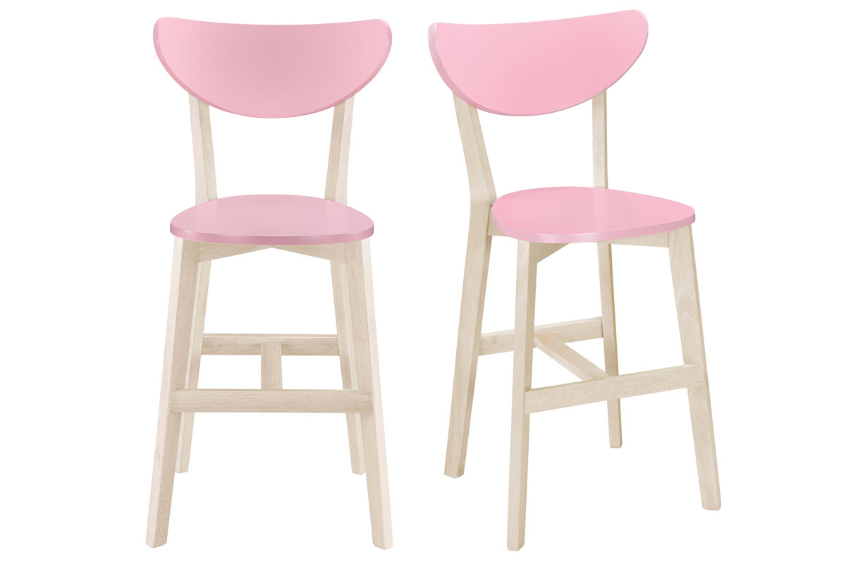 Tabourets de bar scandinaves roses H65 cm (lot de 2) LEENA