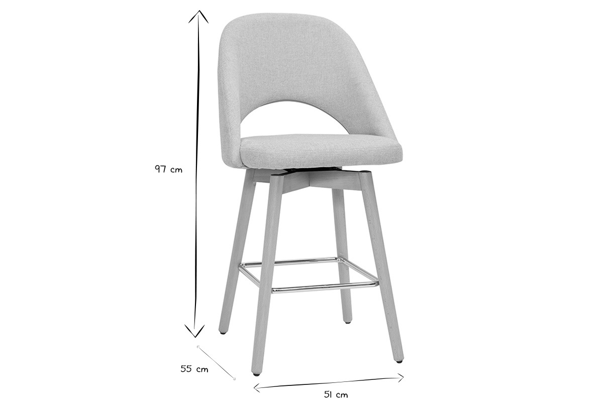 Tabourets de bar scandinaves tissu effet velours textur beige et hva massif 65 cm (lot de 2) COSETTE