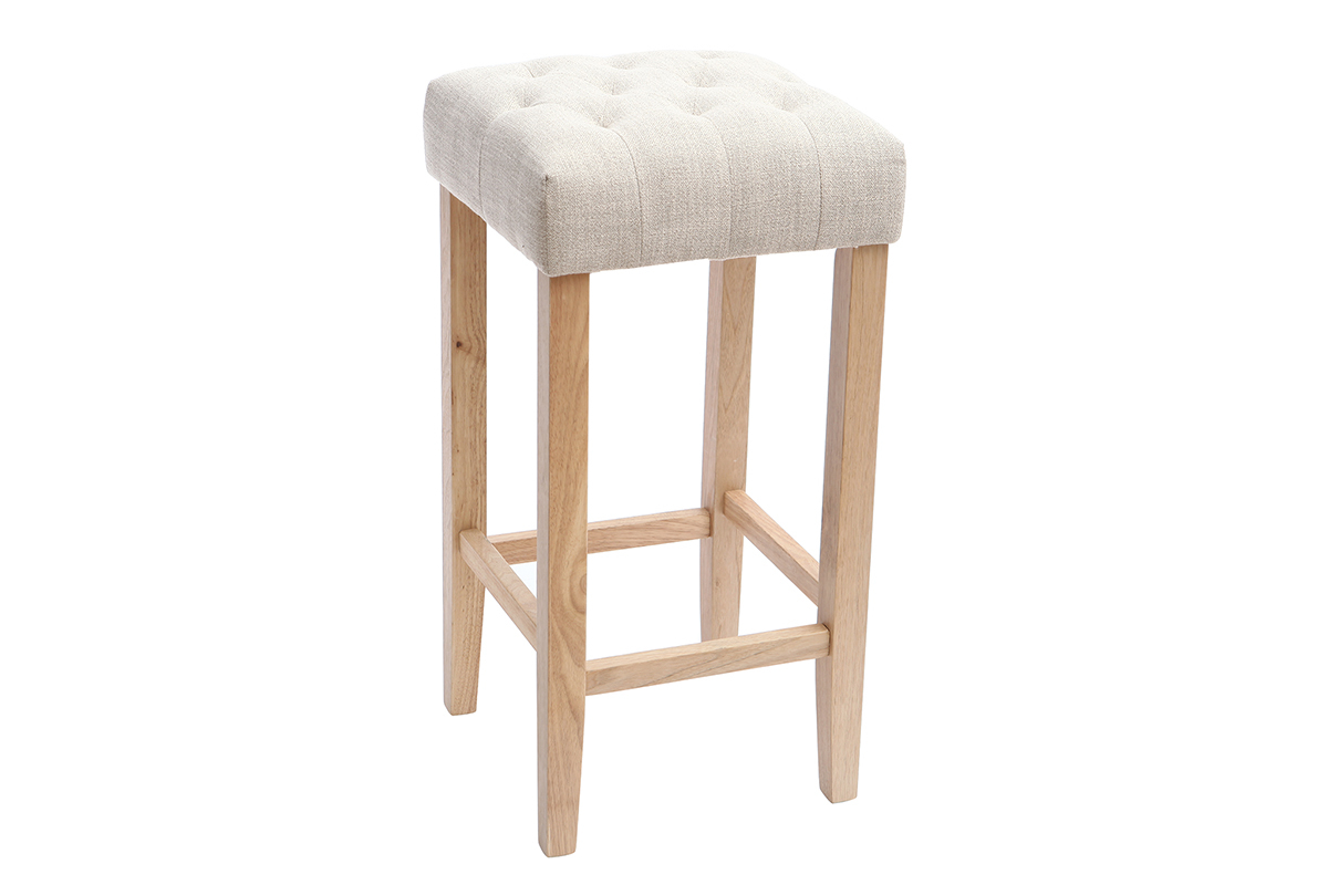 Tabourets de bar tissu beige naturel H75 cm (lot de 2) RIVOLI