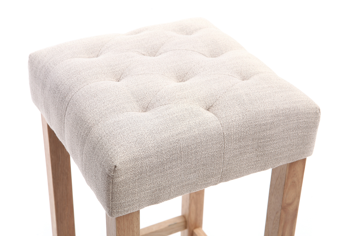 Tabourets de bar tissu beige naturel H75 cm (lot de 2) RIVOLI
