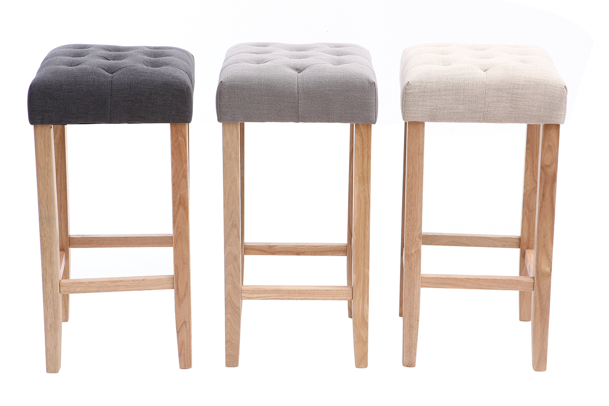 Tabourets de bar tissu beige naturel H75 cm (lot de 2) RIVOLI