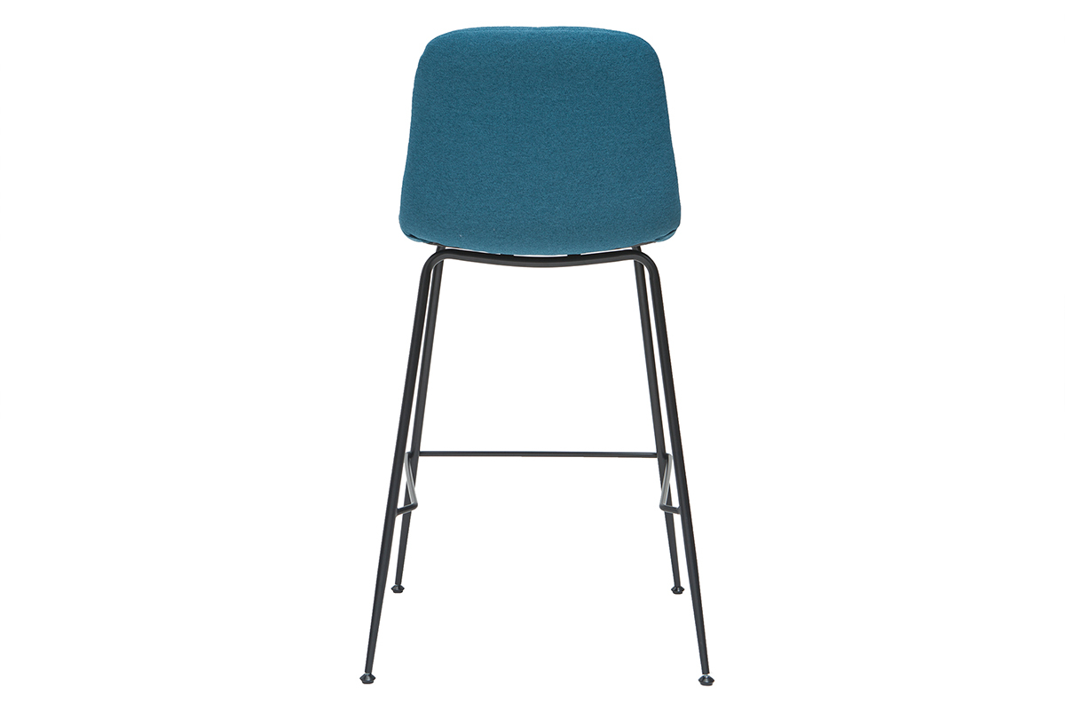 Tabourets de bar tissu et m�tal bleu canard 65 cm (lot de 2) SAURY