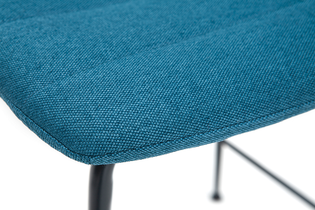 Tabourets de bar tissu et m�tal bleu canard 65 cm (lot de 2) SAURY