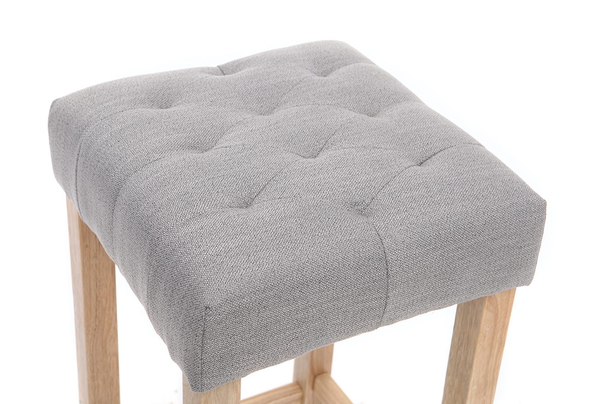 Tabourets de bar tissu gris clair H75 cm (lot de 2) RIVOLI