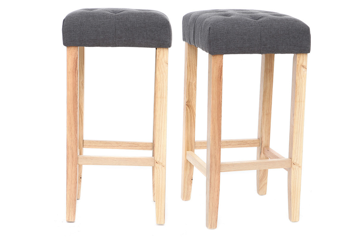 Tabourets de bar tissu gris fonc� H75 cm (lot de 2) RIVOLI