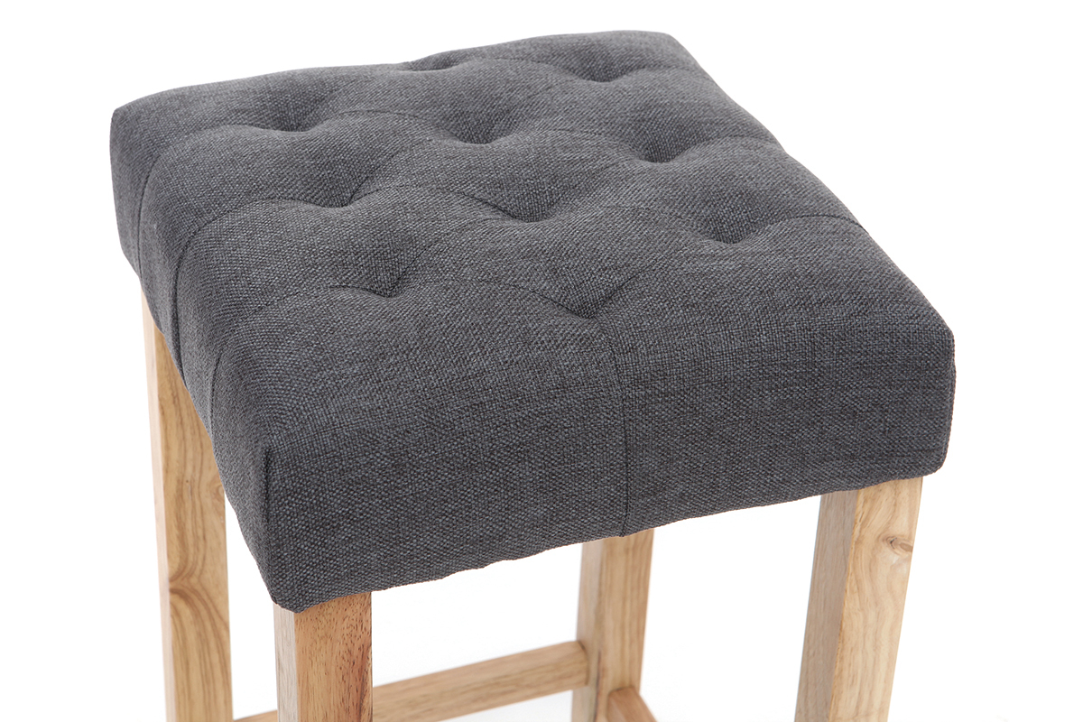 Tabourets de bar tissu gris fonc� H75 cm (lot de 2) RIVOLI