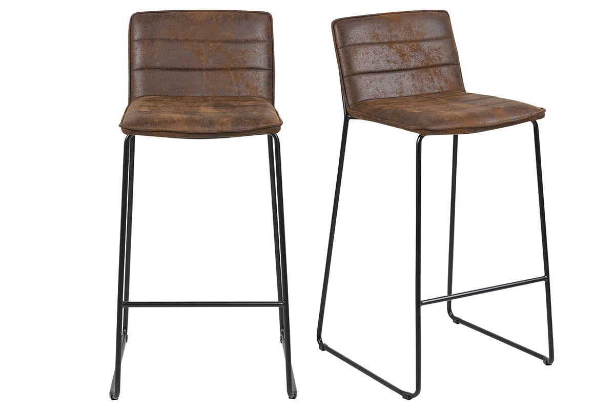 Tabourets de bar vintage marron (lot de 2) CLINT