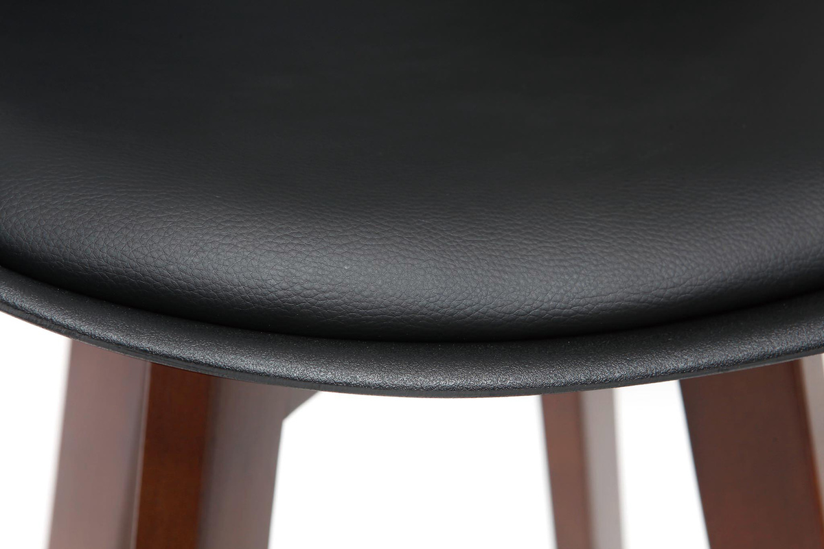 Tabourets de bar vintage noir et noyer H65 cm (lot de 2) PAULINE