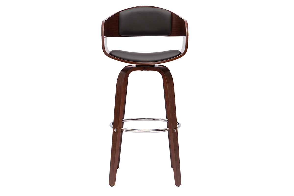 Tabourets de bar vintage pivotants 360� noyer H65 cm (lot de 2) GAO