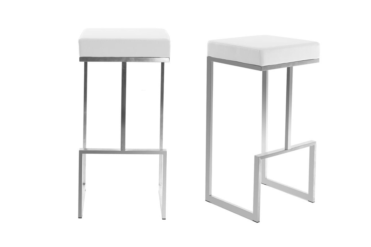 Tabourets design blanc (lot de 2) Omicron