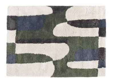 Tapis à motif abstrait vert bleu beige gris 160 x 230 cm LUCIE