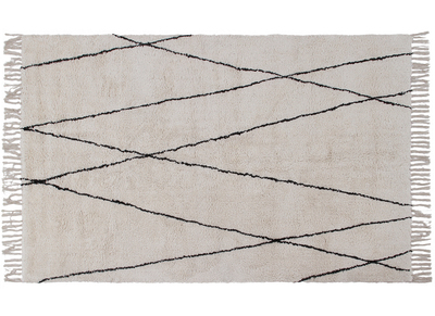Tapis berbère à franges en coton écru 160 x 230cm HODNA