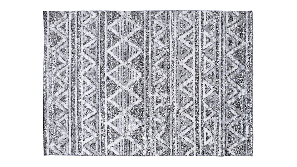 Tapis berbere avec motifs en relief blanc et gris 160 x 230 cm ERGA
