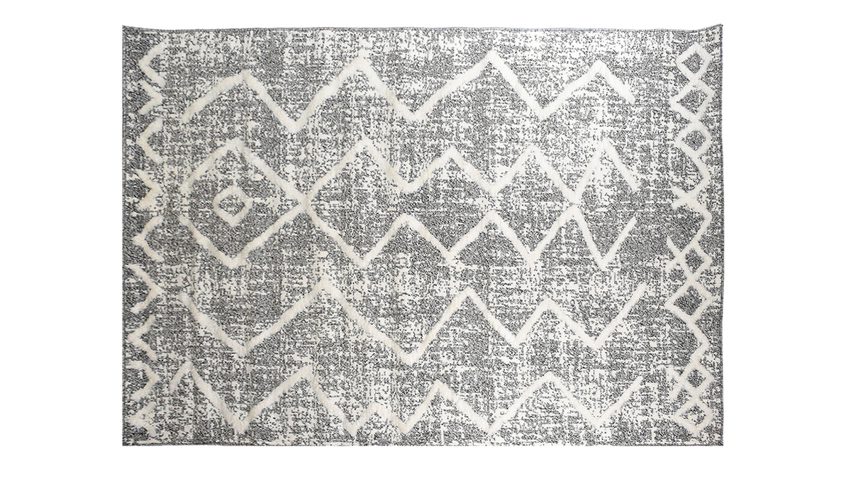 Tapis berbere avec motifs en relief gris et beige 160 x 230 cm PALEO