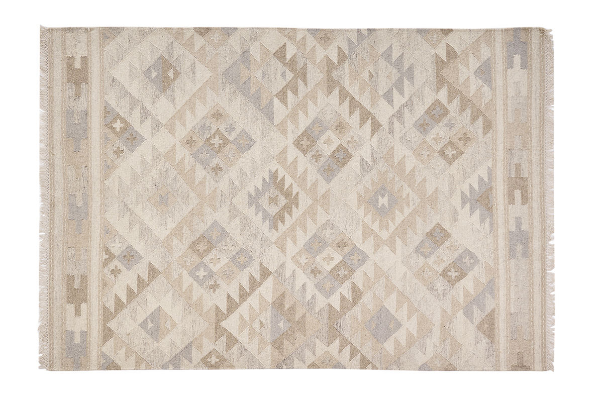 Tapis berbre beige  motifs en laine et coton 160 x 230 cm MAKA