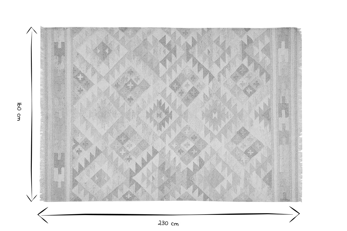 Tapis berbre beige  motifs en laine et coton 160 x 230 cm MAKA