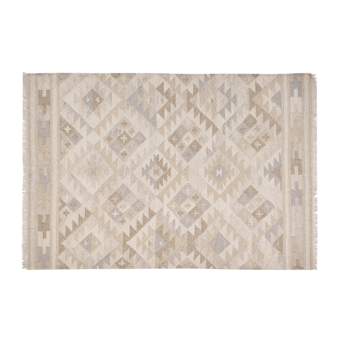Tapis berbère beige à motifs en laine et coton 160 x 230 cm MAKAÏ