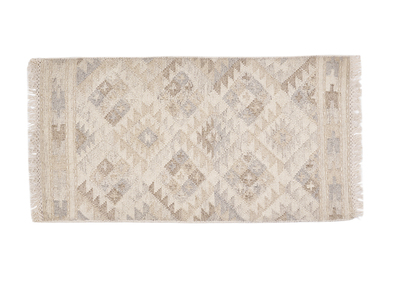 Tapis berbère beige à motifs en laine et coton 60 x 120 cm MAKAÏ