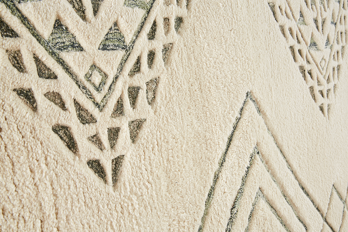 Tapis berb�re tiss� � la main �cru et vert 160 x 230 cm SONGE