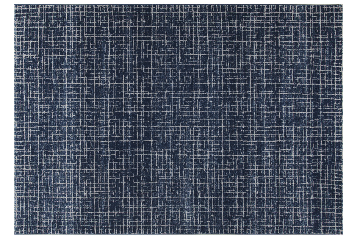 Tapis bleu  motif graphique 160 x 230 cm SAPHIR