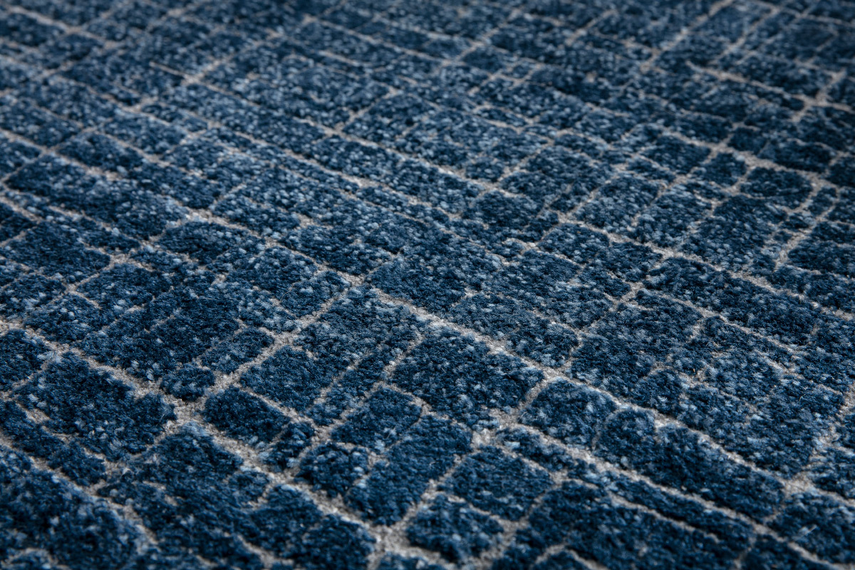 Tapis bleu  motif graphique 160 x 230 cm SAPHIR