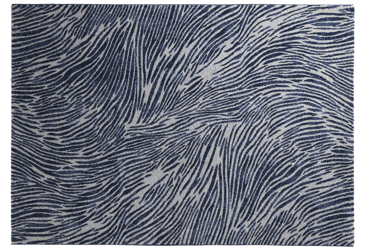 Tapis bleu et gris � motifs 200 x 290 cm SEA