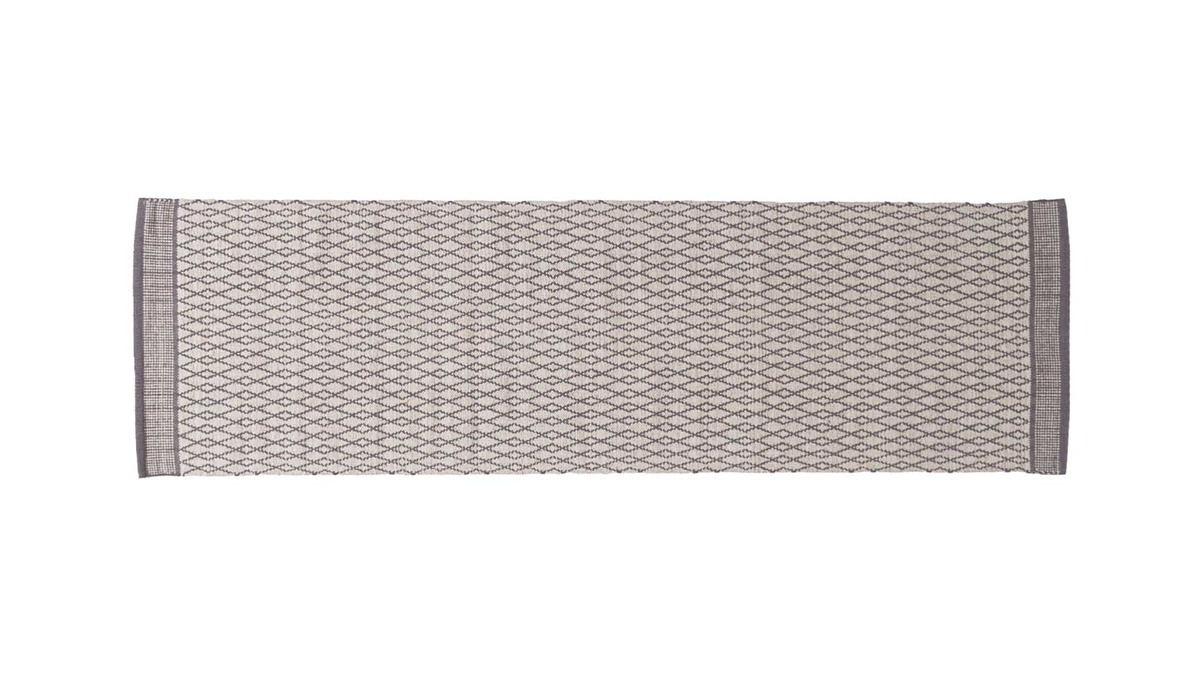 Tapis de couloir en coton beige et gris 60 x 200 cm TUDY