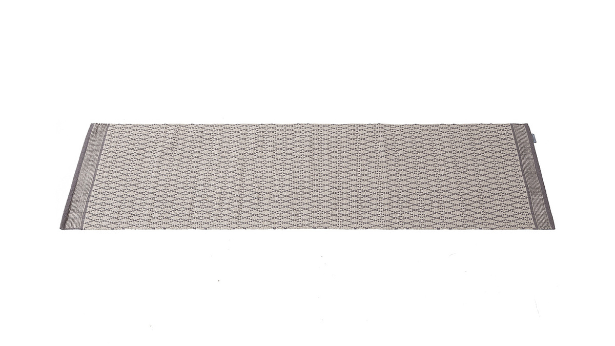 Tapis de couloir en coton beige et gris 60 x 200 cm TUDY