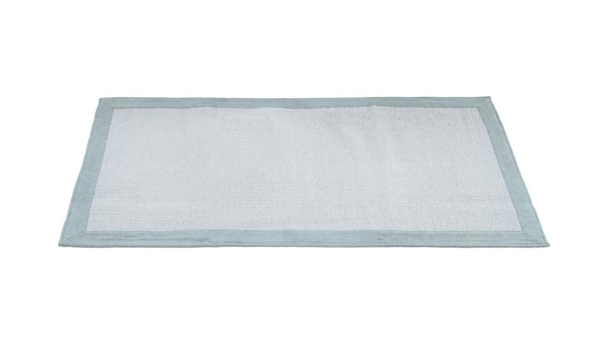 Tapis de couloir en coton bleu perle 60 x 200 cm ASTER