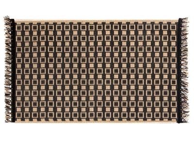 Tapis / Descente de lit avec motif graphique naturel et noir 60 x 110 cm DAMA