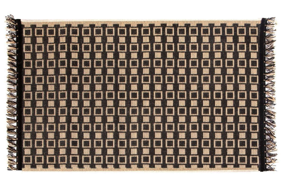 Tapis / Descente de lit avec motif graphique noir 60 x 110 cm DAMA