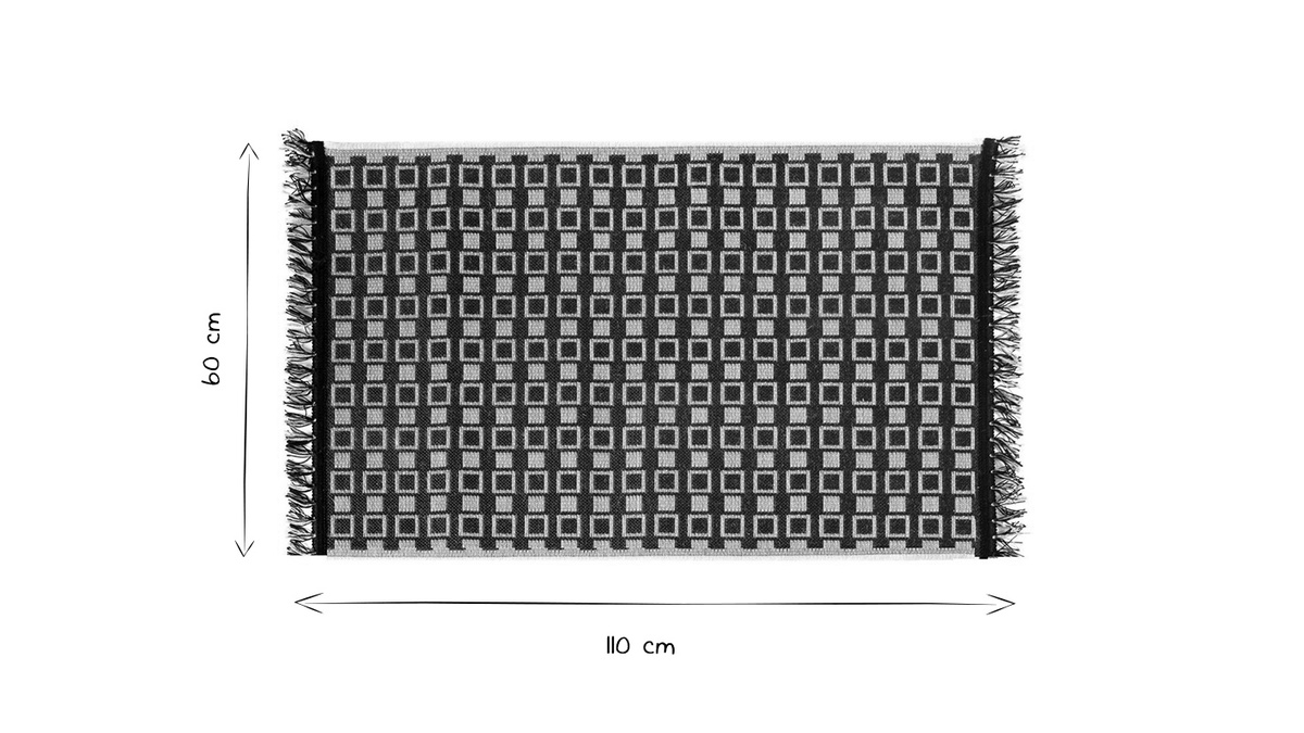Tapis / Descente de lit avec motif graphique noir 60 x 110 cm DAMA