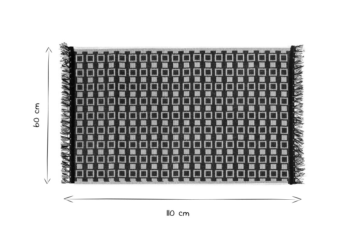 Tapis / Descente de lit avec motif graphique noir 60 x 110 cm DAMA