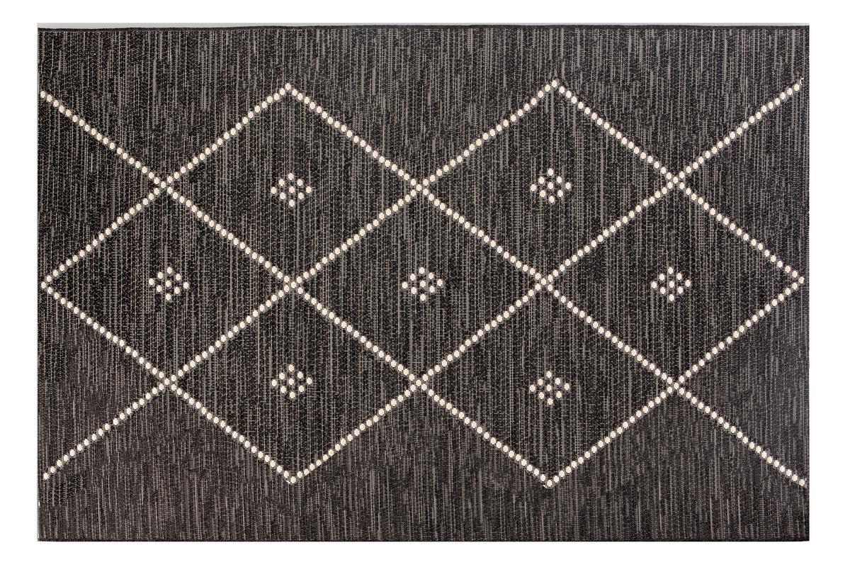 Tapis / Descente de lit pour l'int�rieur et l'ext�rieur noir et blanc 60 x 110 cm ASMA