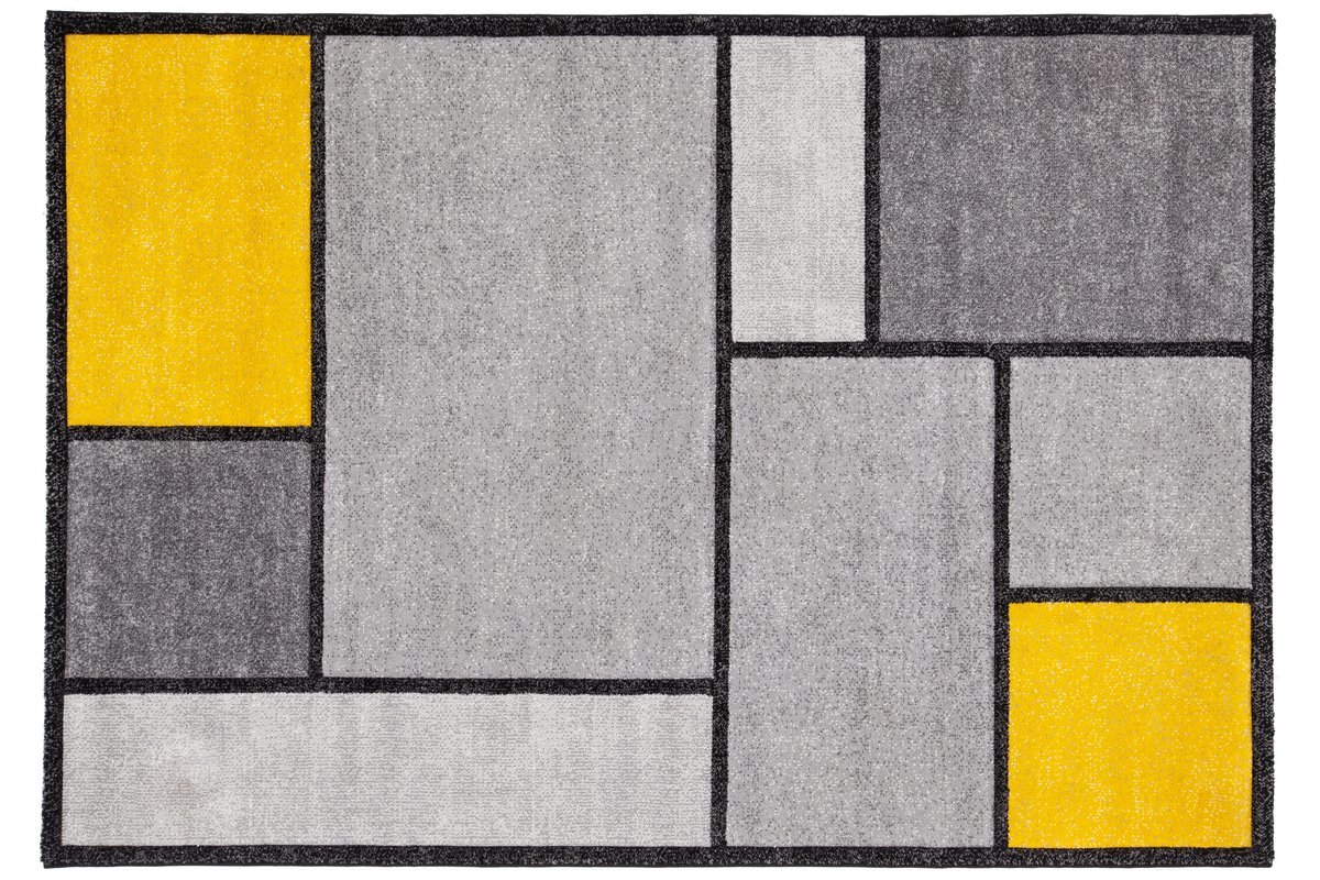 Tapis design jaune et gris 160 x 230 cm CUBIK