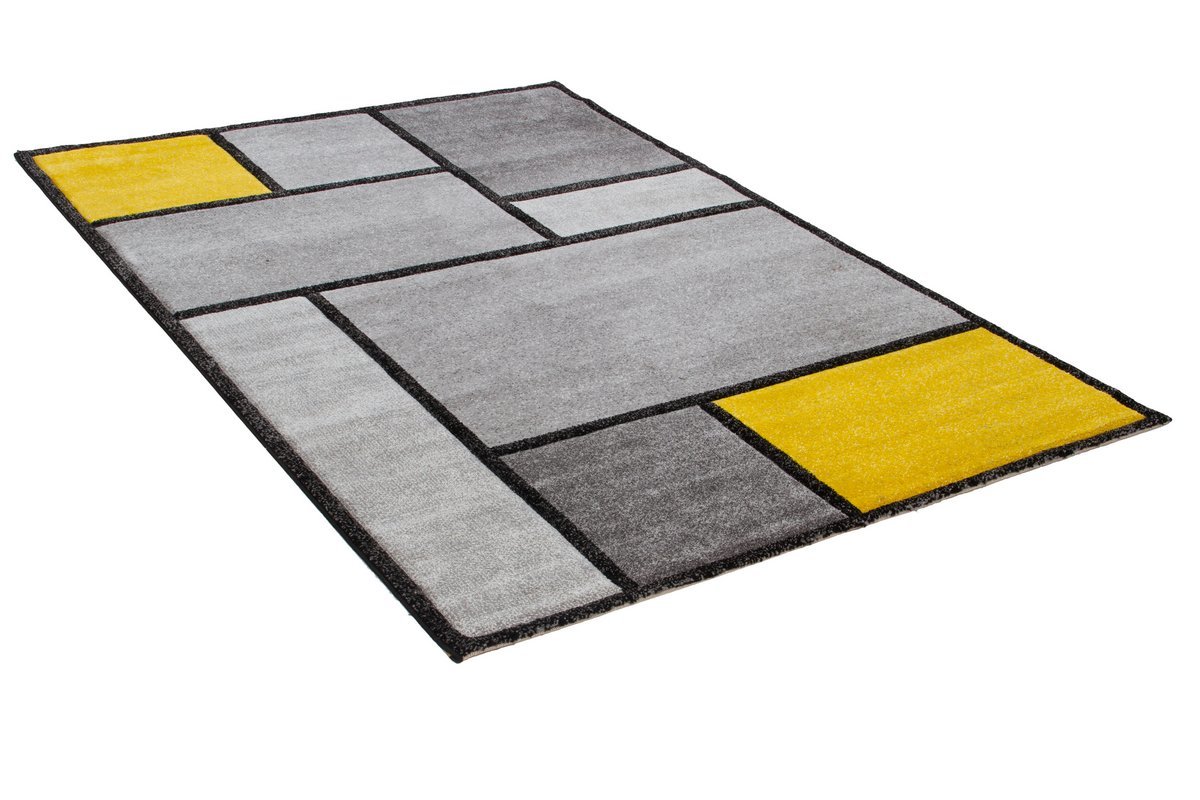 Tapis design jaune et gris 160 x 230 cm CUBIK