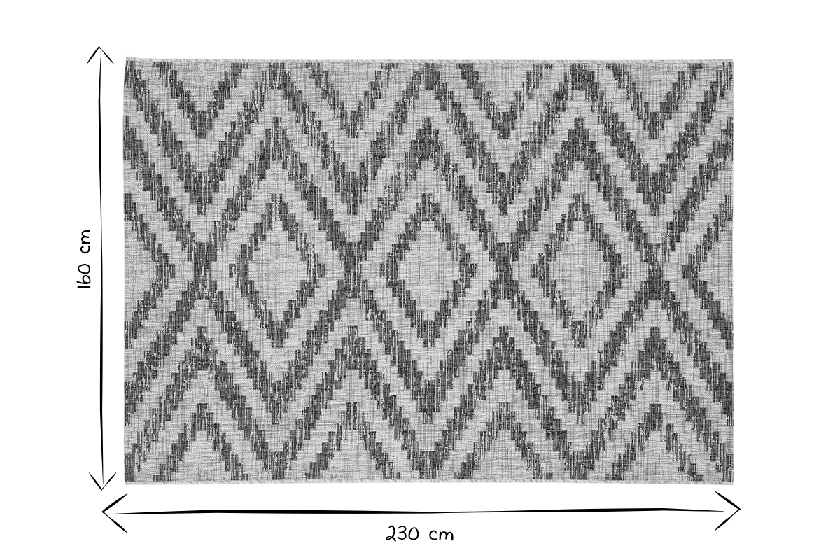 Tapis d'ext�rieur � motif g�om�trique gris 160 x 230 cm LUDI
