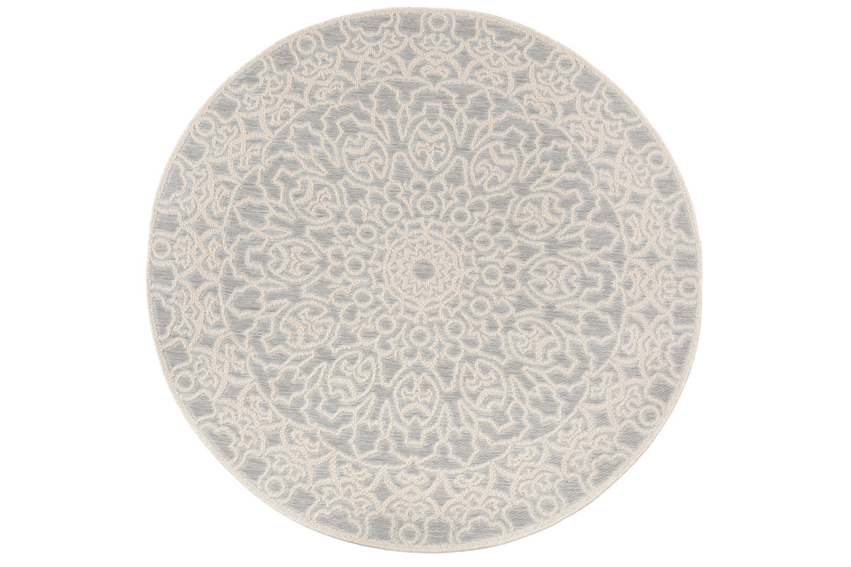 Tapis d'ext�rieur rond gris perle 160 cm MOZAIC