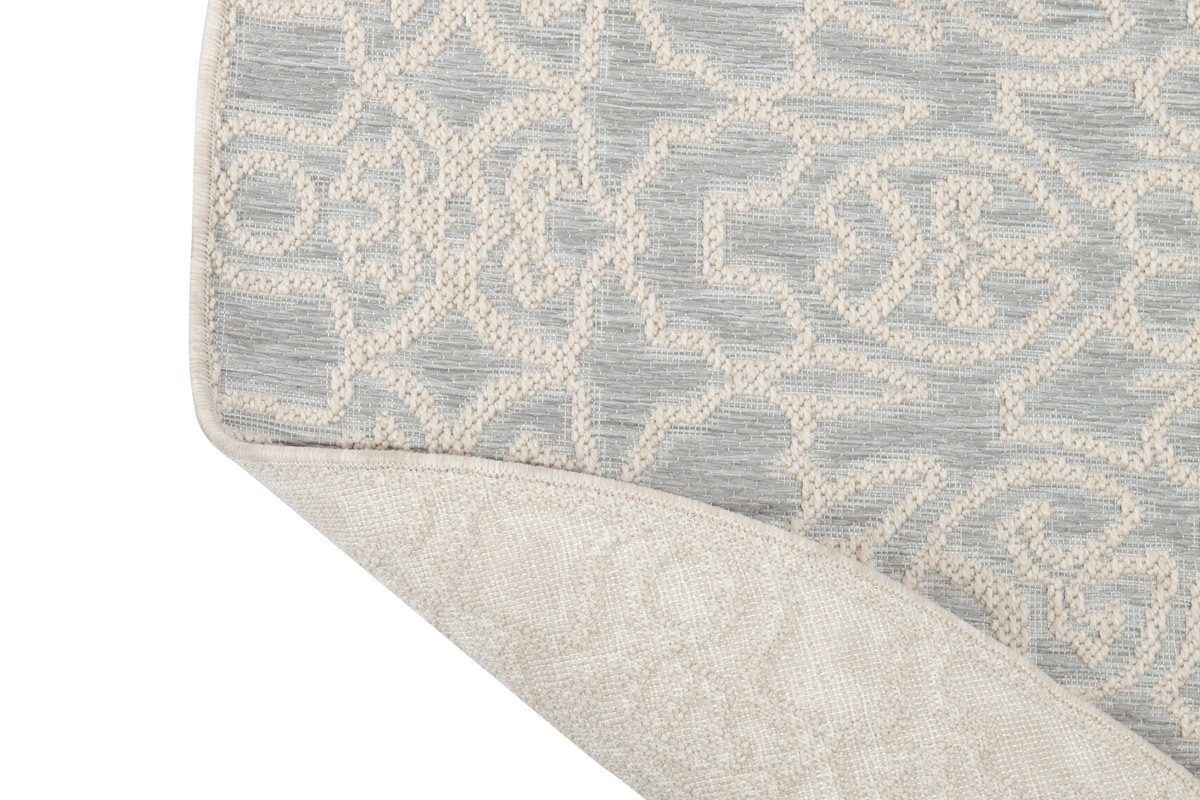 Tapis d'ext�rieur rond gris perle 160 cm MOZAIC