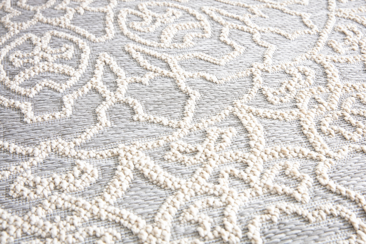 Tapis d'ext�rieur rond gris perle 160 cm MOZAIC