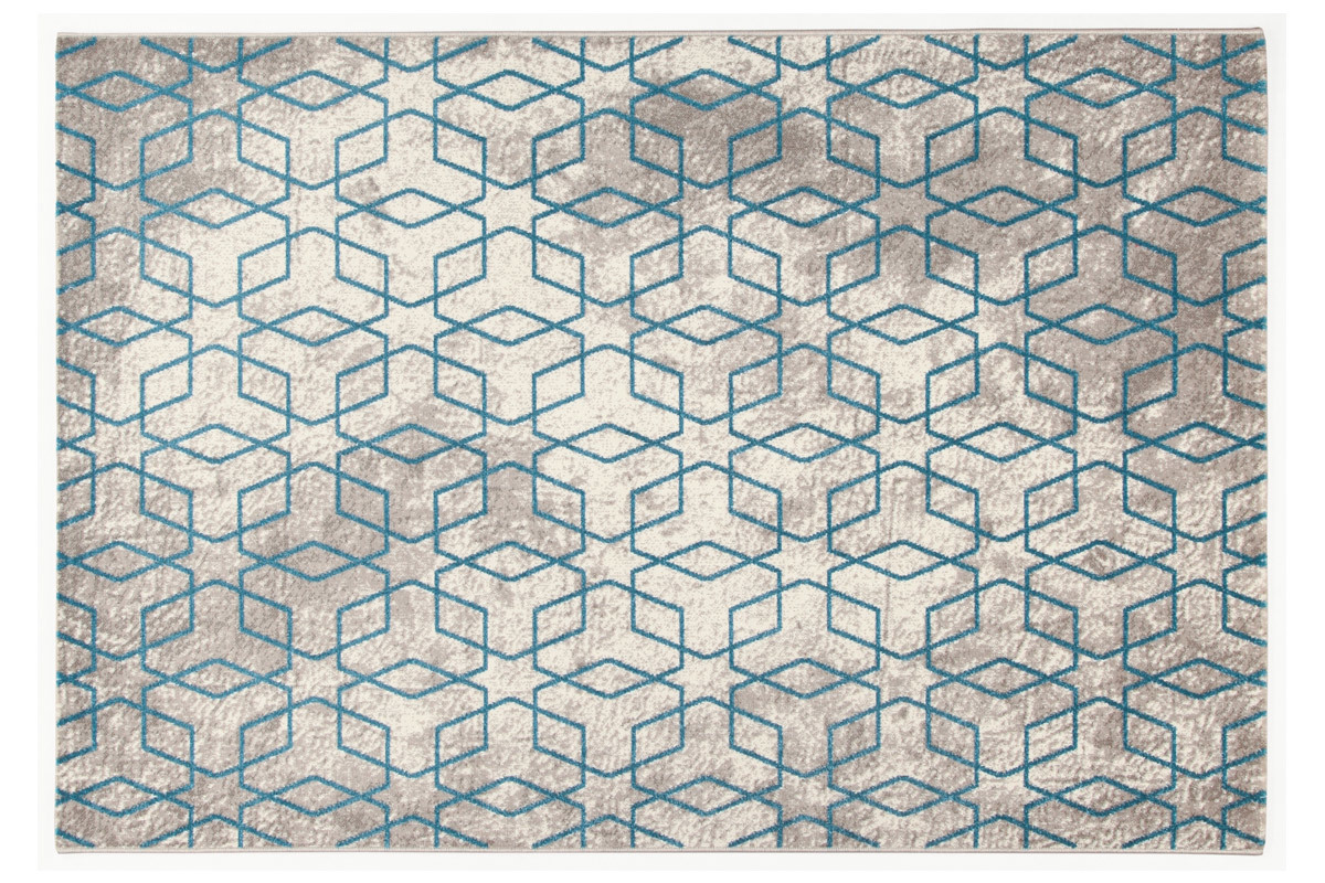 Tapis �cru � motifs bleu 160 x 230 cm SOHO
