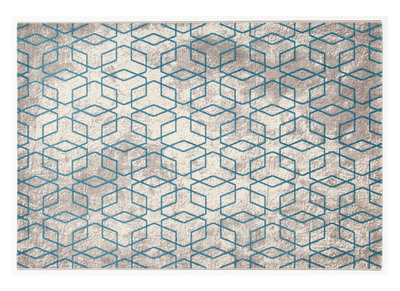 Tapis &eacute;cru &agrave; motifs bleu 160 x 230 cm SOHO