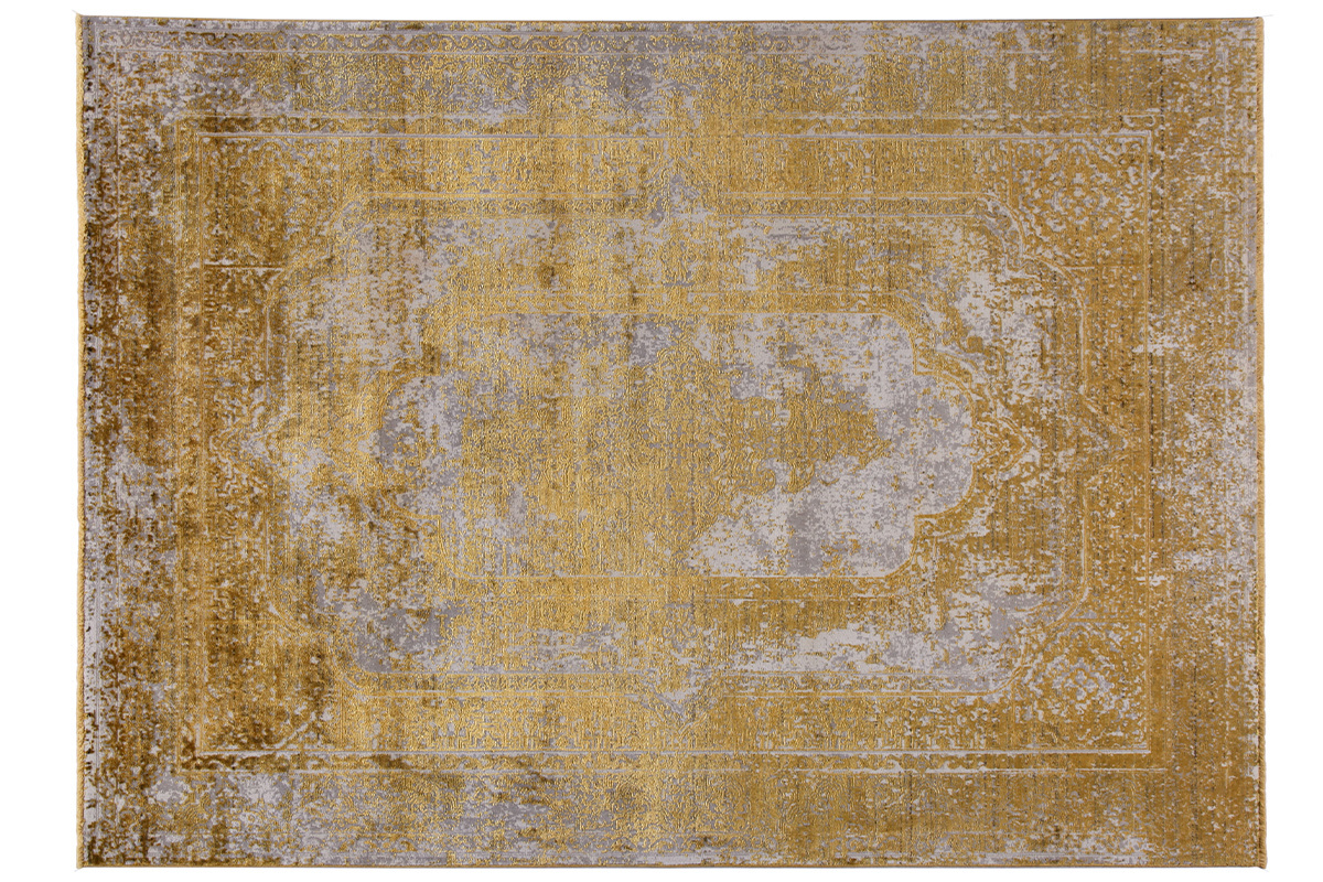 Tapis effet us� jaune avec motif tiss� 160 x 230 cm PERSE