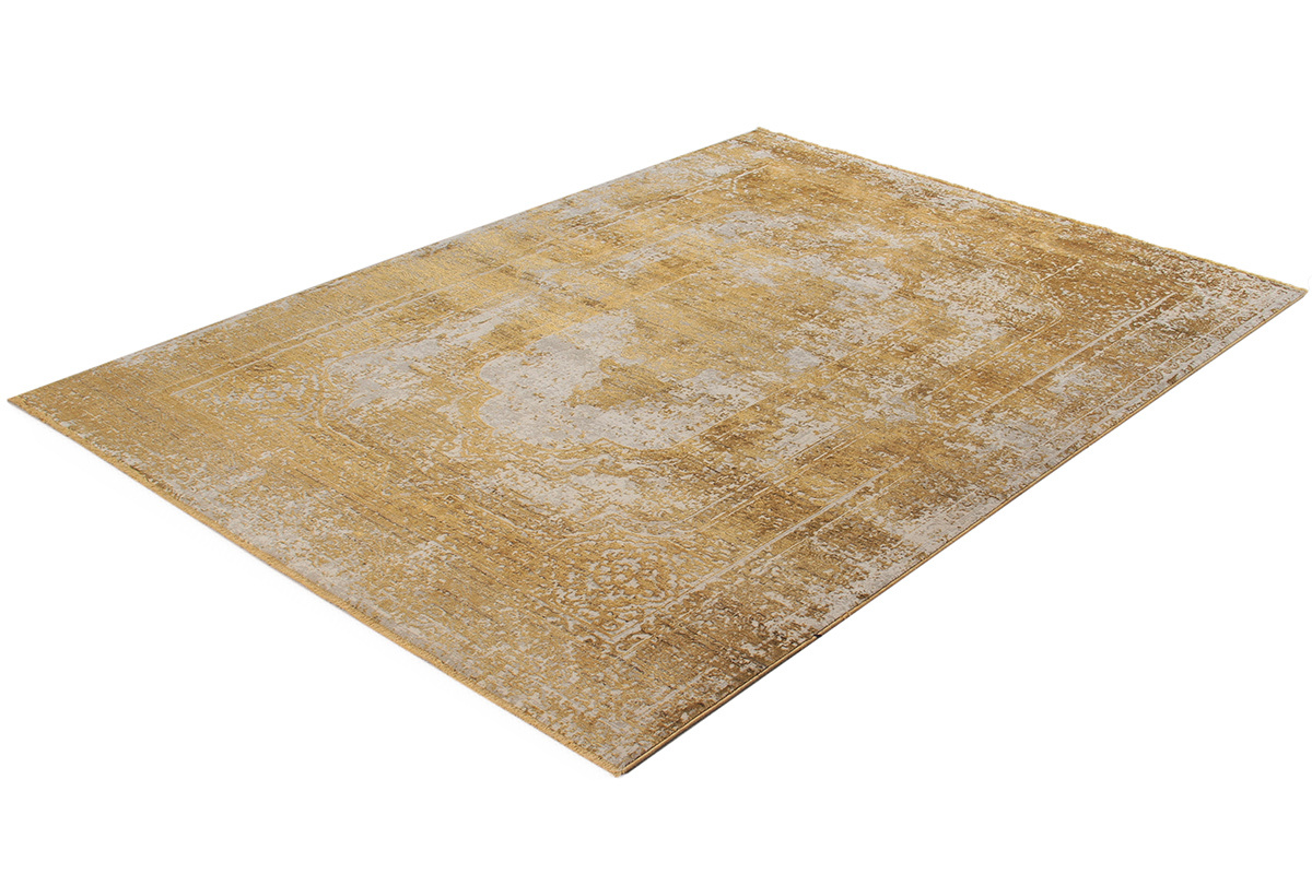 Tapis effet us� jaune avec motif tiss� 160 x 230 cm PERSE