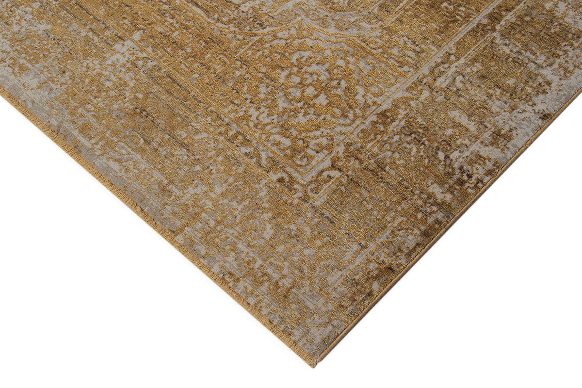 Tapis effet us� jaune avec motif tiss� 160 x 230 cm PERSE