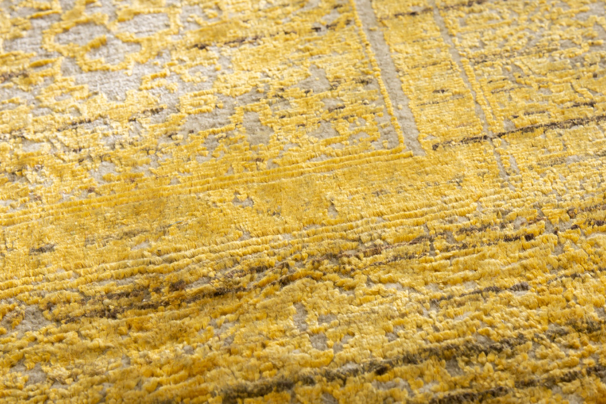 Tapis effet us� jaune avec motif tiss� 160 x 230 cm PERSE