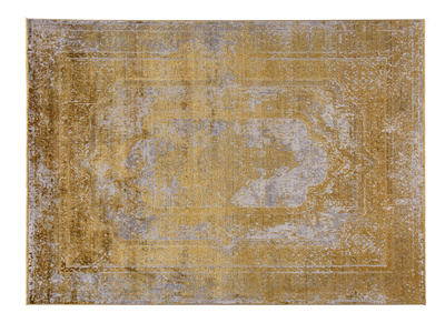 Tapis effet us&eacute; jaune avec motif tiss&eacute; 160 x 230 cm PERSE