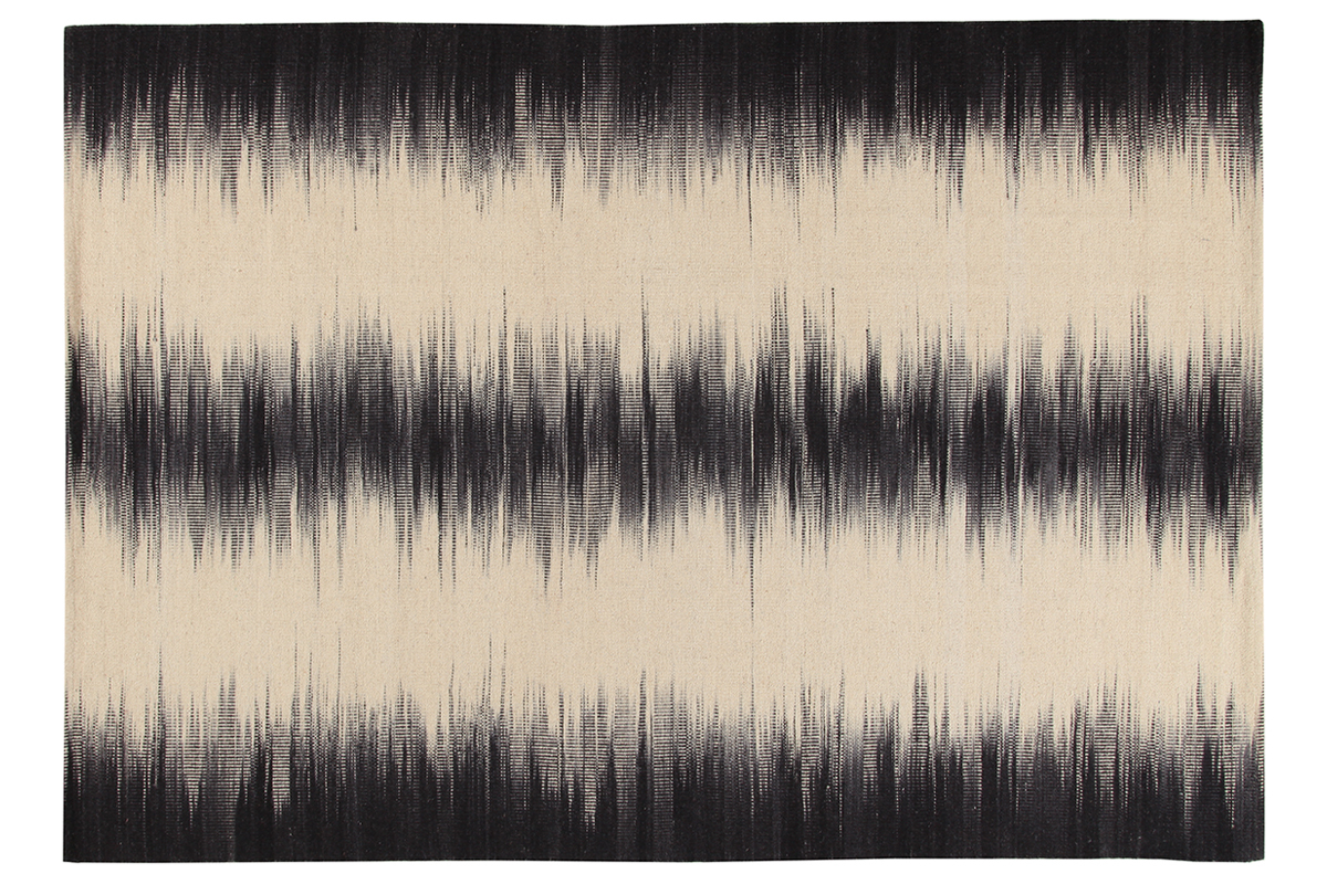 Tapis en laine ivoire et noir 160 x 230 cm IKAT
