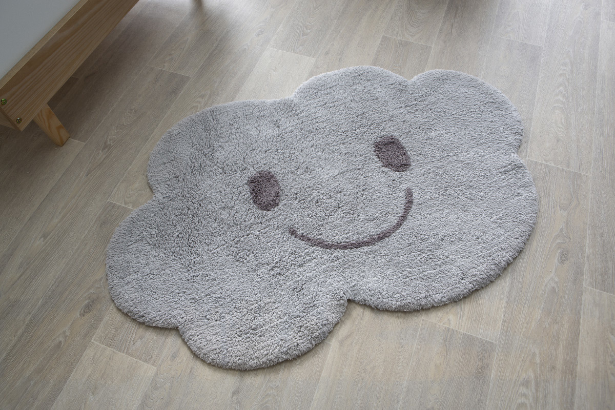 Tapis enfant en coton gris 75x115 cm NIMBUS