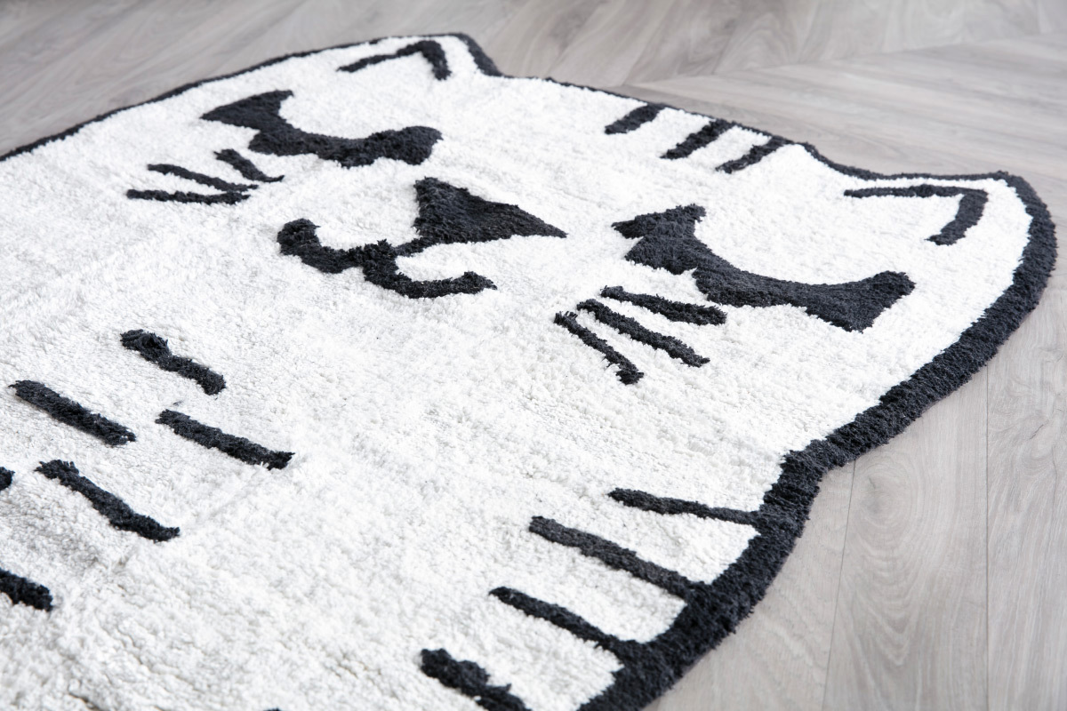Tapis enfant forme chat en coton 80x150 cm CHARLI